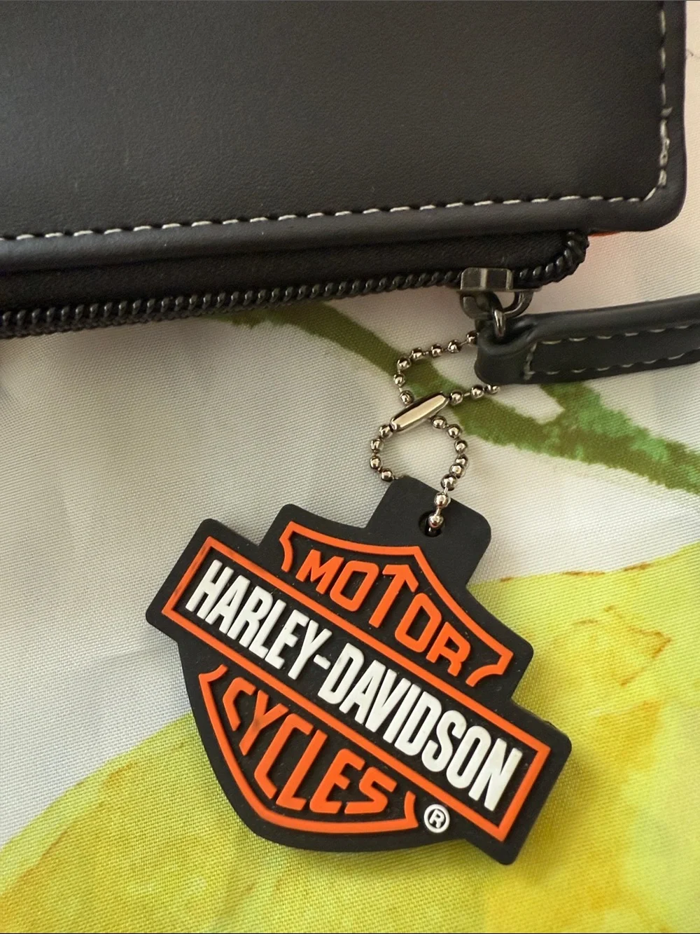 Harley-Davidson Black Wallet with Orange Logo Charm